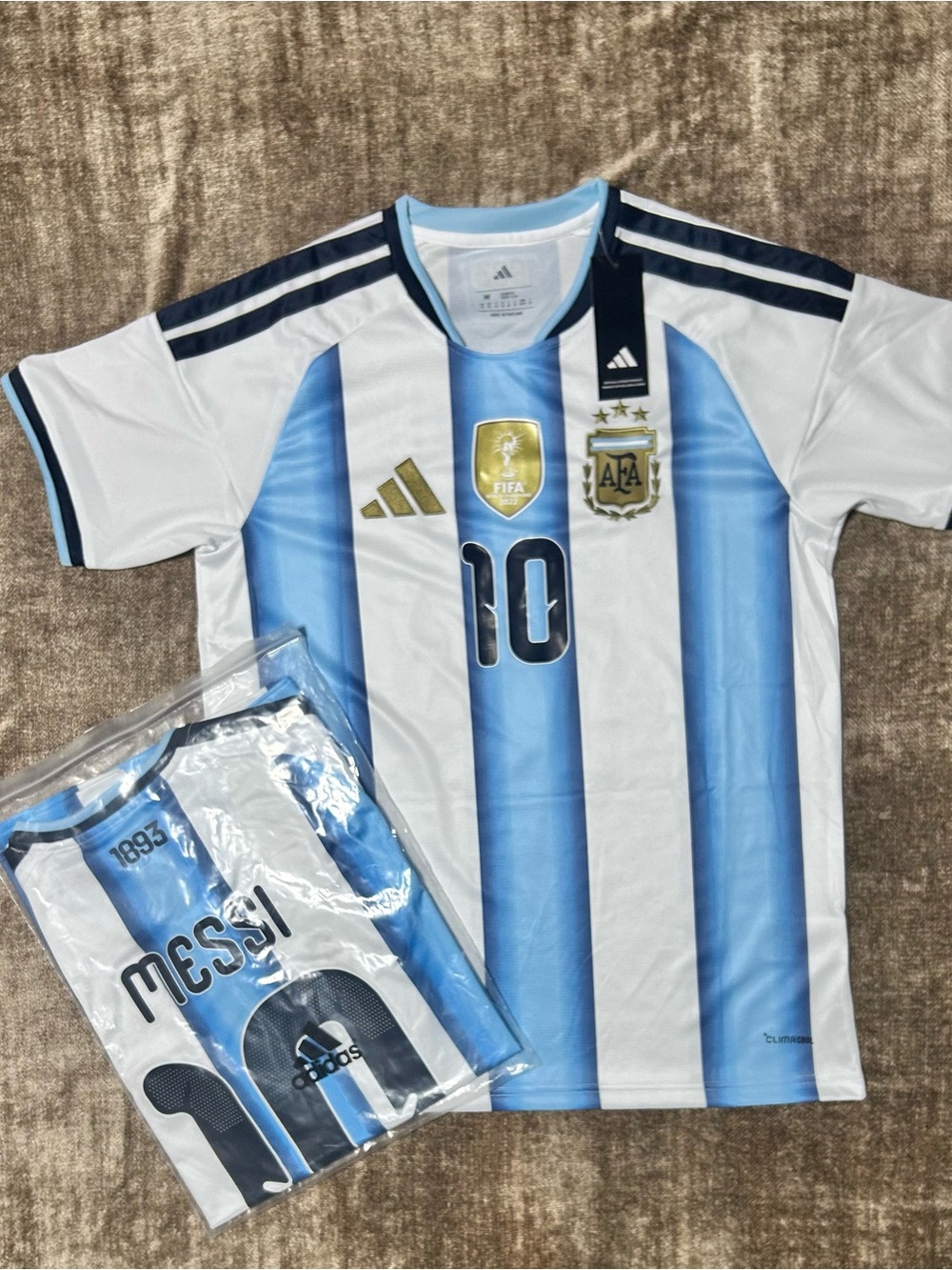 adidas Argentina #10 Messi Soccer Jersey - Light Blue & White